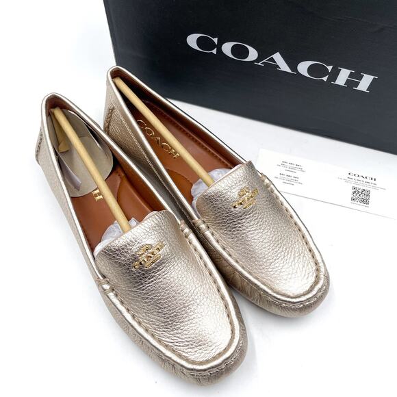 Coach Metallic Gold Women's Loafers - Picture 1 of 10